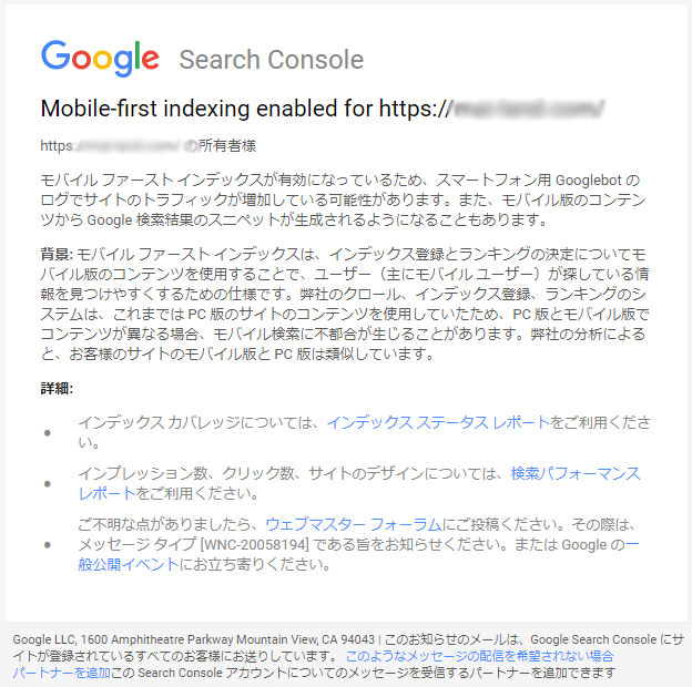 mobile-first indexing enabled for